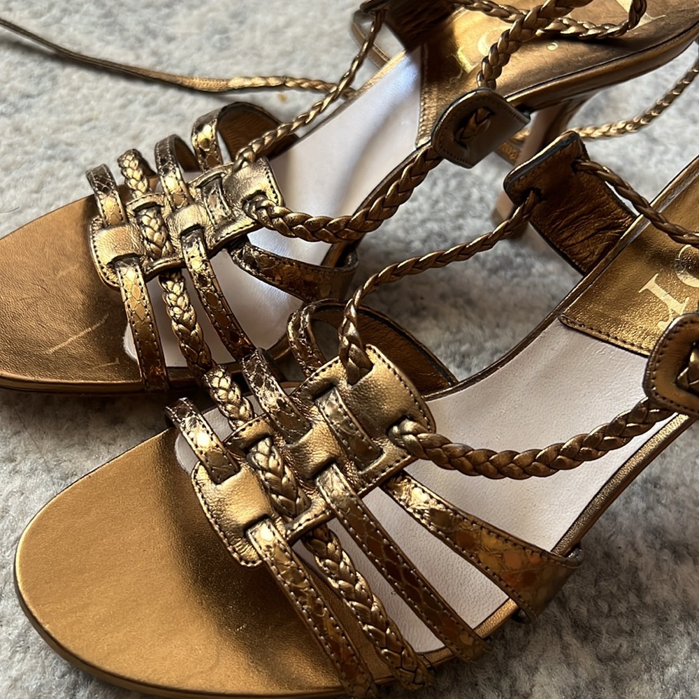 DIOR Gold/Bronze Metallic Strappy Heels Sz 36 - Picture 3 of 7
